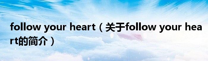 follow your heart（關于follow your heart的簡介）