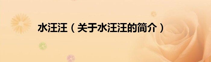 水汪汪（關(guān)于水汪汪的簡(jiǎn)介）