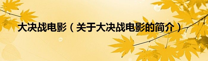 大決戰(zhàn)電影（關(guān)于大決戰(zhàn)電影的簡(jiǎn)介）