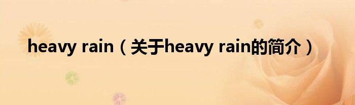 heavy rain（關(guān)于heavy rain的簡介）