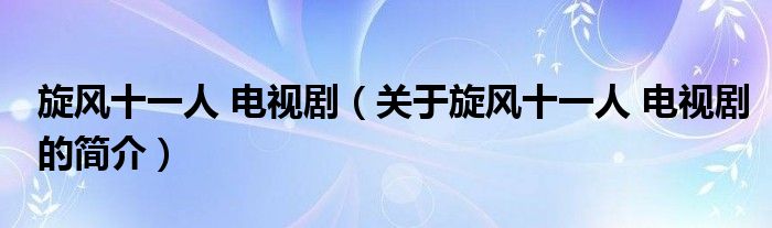 旋風十一人 電視?。P于旋風十一人 電視劇的簡介）