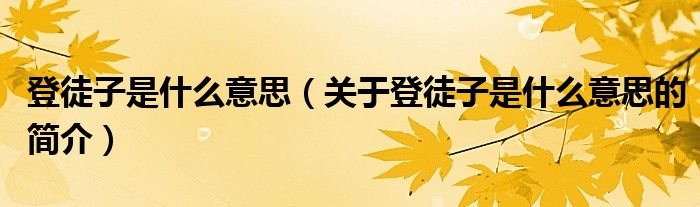 登徒子是什么意思（關于登徒子是什么意思的簡介）