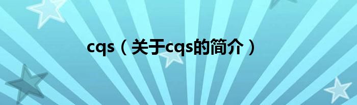 cqs（關(guān)于cqs的簡介）