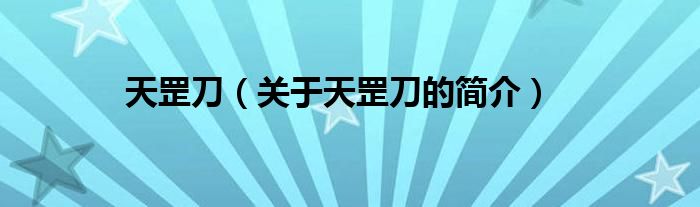 天罡刀（關(guān)于天罡刀的簡(jiǎn)介）