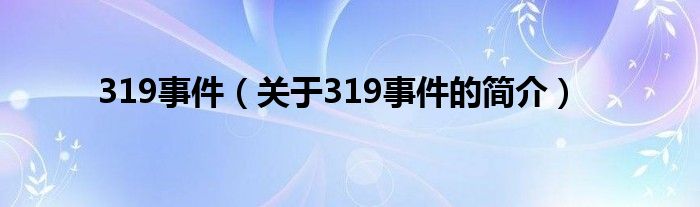 319事件（關(guān)于319事件的簡(jiǎn)介）