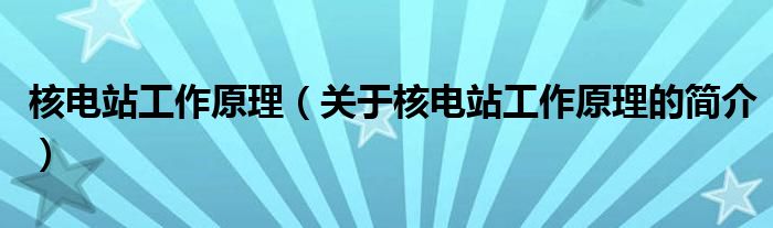 核電站工作原理（關(guān)于核電站工作原理的簡介）