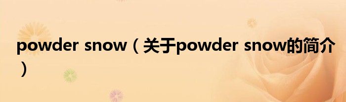 powder snow（關(guān)于powder snow的簡(jiǎn)介）