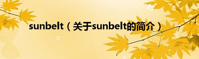 sunbelt（關于sunbelt的簡介）