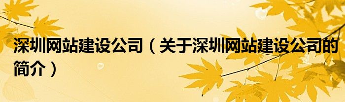 深圳網(wǎng)站建設(shè)公司（關(guān)于深圳網(wǎng)站建設(shè)公司的簡(jiǎn)介）