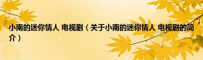 小南的迷你情人 電視?。P(guān)于小南的迷你情人 電視劇的簡(jiǎn)介）