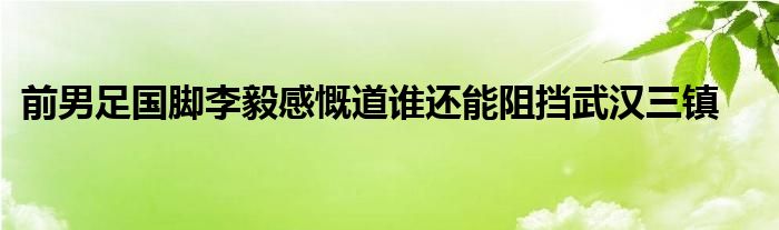 前男足國(guó)腳李毅感慨道誰(shuí)還能阻擋武漢三鎮(zhèn)