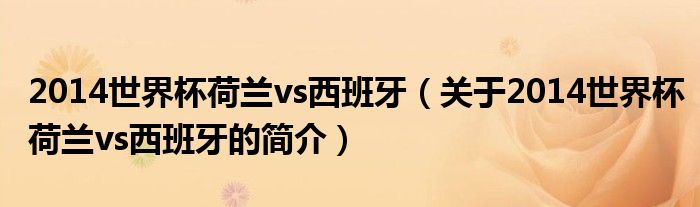 2014世界杯荷蘭vs西班牙（關(guān)于2014世界杯荷蘭vs西班牙的簡介）