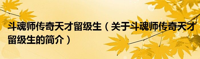 斗魂師傳奇天才留級(jí)生（關(guān)于斗魂師傳奇天才留級(jí)生的簡(jiǎn)介）