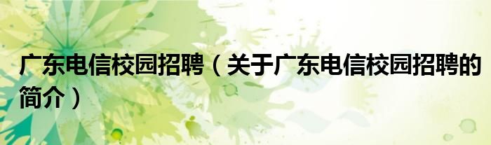 廣東電信校園招聘（關(guān)于廣東電信校園招聘的簡介）