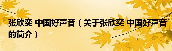 張欣奕 中國好聲音（關(guān)于張欣奕 中國好聲音的簡(jiǎn)介）