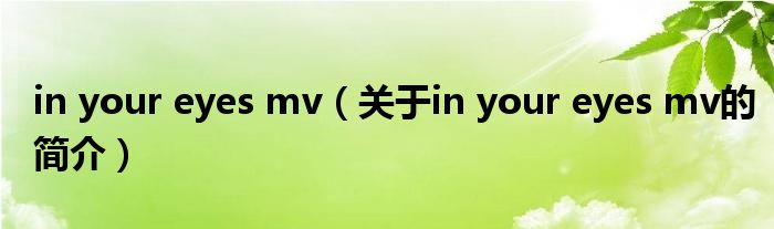 in your eyes mv（關于in your eyes mv的簡介）