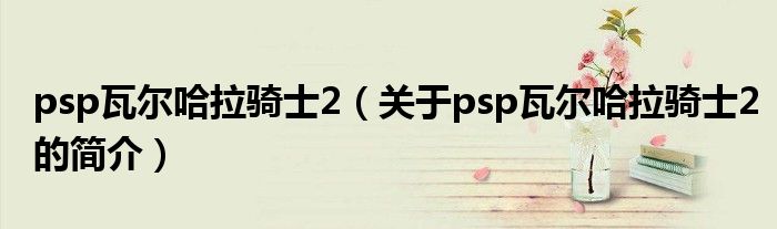 psp瓦爾哈拉騎士2（關(guān)于psp瓦爾哈拉騎士2的簡介）