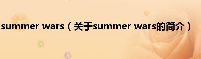 summer wars（關(guān)于summer wars的簡(jiǎn)介）