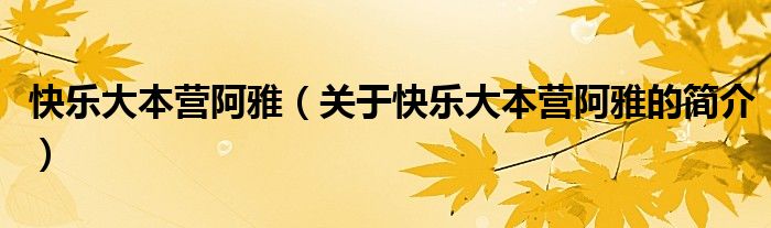 快樂(lè)大本營(yíng)阿雅（關(guān)于快樂(lè)大本營(yíng)阿雅的簡(jiǎn)介）