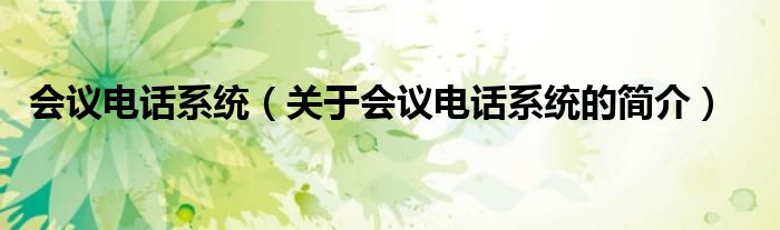 會(huì)議電話系統(tǒng)（關(guān)于會(huì)議電話系統(tǒng)的簡(jiǎn)介）