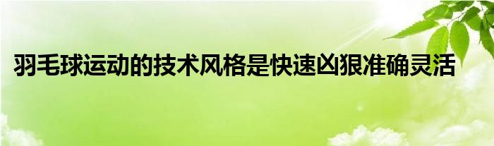 羽毛球運動的技術風格是快速兇狠準確靈活