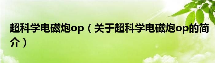 超科學(xué)電磁炮op（關(guān)于超科學(xué)電磁炮op的簡介）