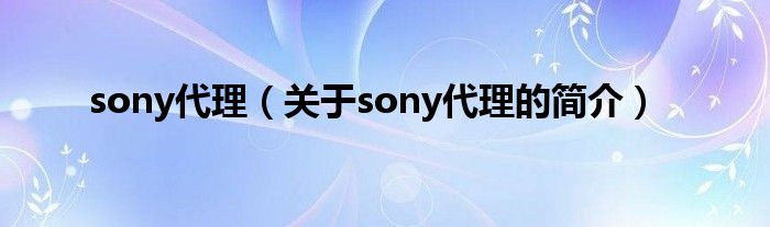 sony代理（關(guān)于sony代理的簡(jiǎn)介）