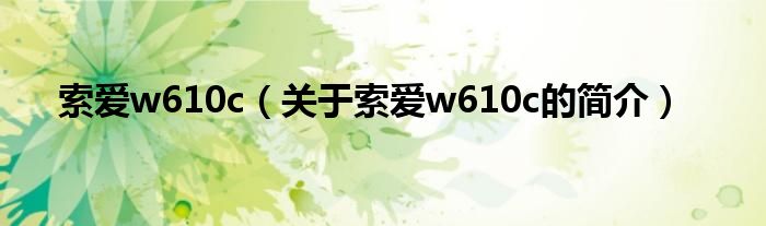 索愛w610c（關(guān)于索愛w610c的簡(jiǎn)介）