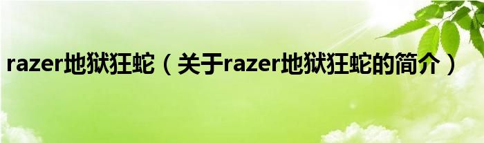 razer地獄狂蛇（關(guān)于razer地獄狂蛇的簡介）