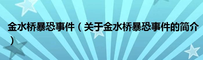 金水橋暴恐事件（關于金水橋暴恐事件的簡介）