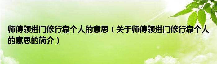 師傅領(lǐng)進(jìn)門修行靠個(gè)人的意思（關(guān)于師傅領(lǐng)進(jìn)門修行靠個(gè)人的意思的簡介）