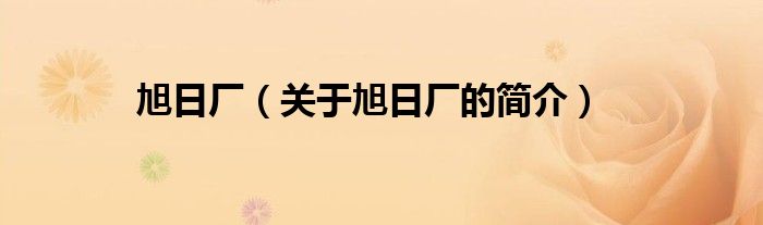 旭日廠（關(guān)于旭日廠的簡(jiǎn)介）