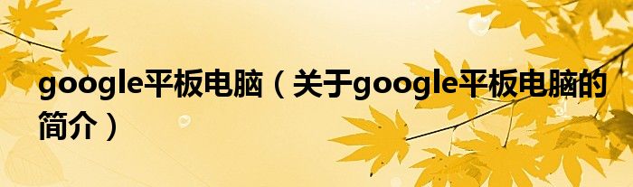 google平板電腦（關(guān)于google平板電腦的簡(jiǎn)介）