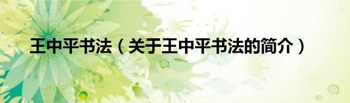 王中平書法（關于王中平書法的簡介）