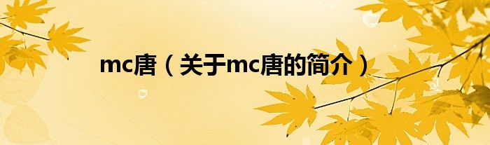 mc唐（關于mc唐的簡介）