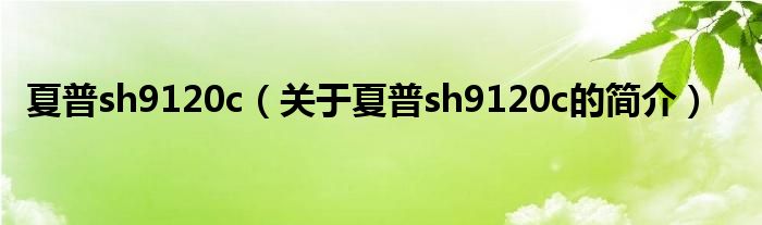 夏普sh9120c（關(guān)于夏普sh9120c的簡(jiǎn)介）