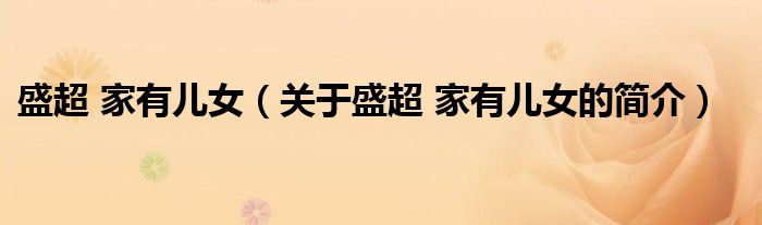 盛超 家有兒女（關(guān)于盛超 家有兒女的簡(jiǎn)介）