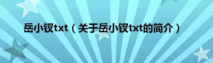 岳小釵txt（關(guān)于岳小釵txt的簡(jiǎn)介）