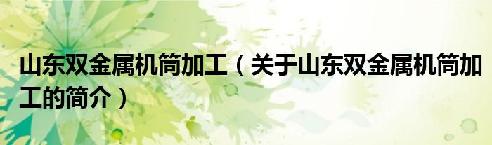 山東雙金屬機筒加工（關(guān)于山東雙金屬機筒加工的簡介）