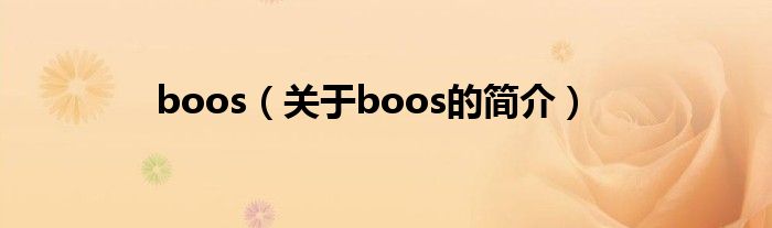 boos（關(guān)于boos的簡(jiǎn)介）