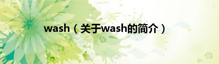 wash（關于wash的簡介）