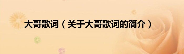 大哥歌詞（關(guān)于大哥歌詞的簡(jiǎn)介）