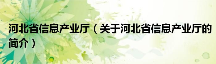 河北省信息產(chǎn)業(yè)廳（關(guān)于河北省信息產(chǎn)業(yè)廳的簡(jiǎn)介）