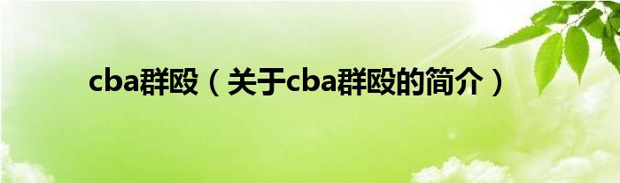 cba群毆（關(guān)于cba群毆的簡(jiǎn)介）