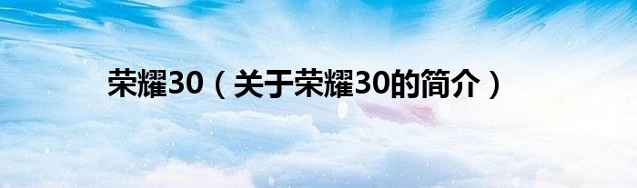 榮耀30（關于榮耀30的簡介）