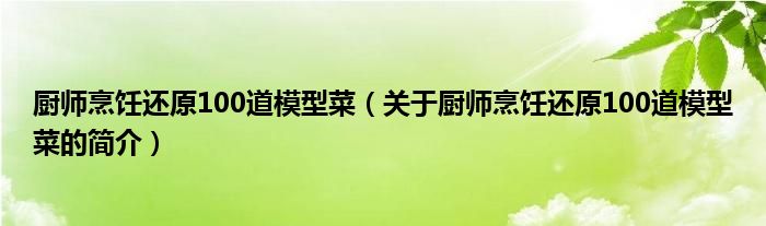 廚師烹飪還原100道模型菜（關于廚師烹飪還原100道模型菜的簡介）