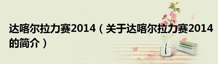 達(dá)喀爾拉力賽2014（關(guān)于達(dá)喀爾拉力賽2014的簡介）