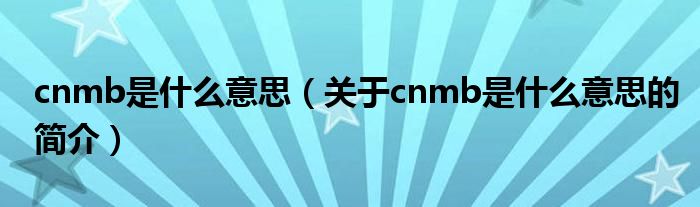 cnmb是什么意思（關(guān)于cnmb是什么意思的簡介）