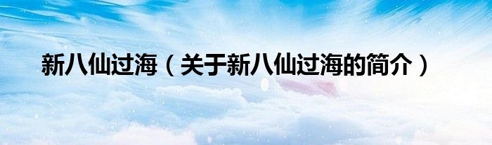 新八仙過海（關(guān)于新八仙過海的簡介）