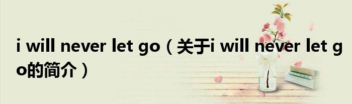 i will never let go（關(guān)于i will never let go的簡(jiǎn)介）